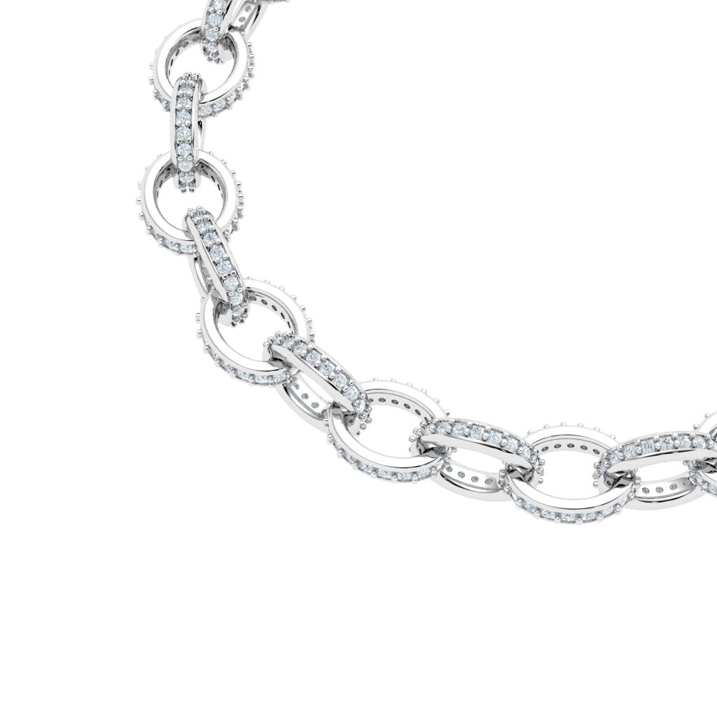 Link Moissanite Bracelet White Gold