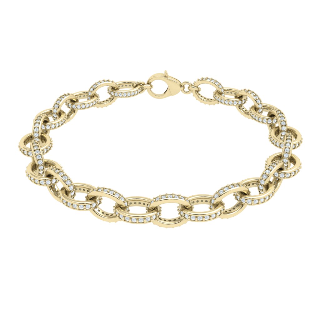 Link Moissanite Bracelet Yellow Gold