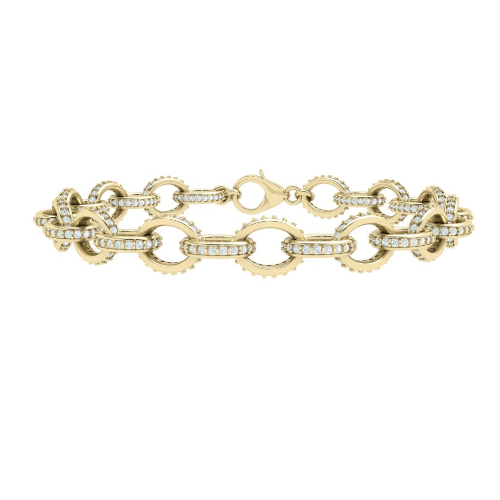 Link Moissanite Bracelet Yellow Gold