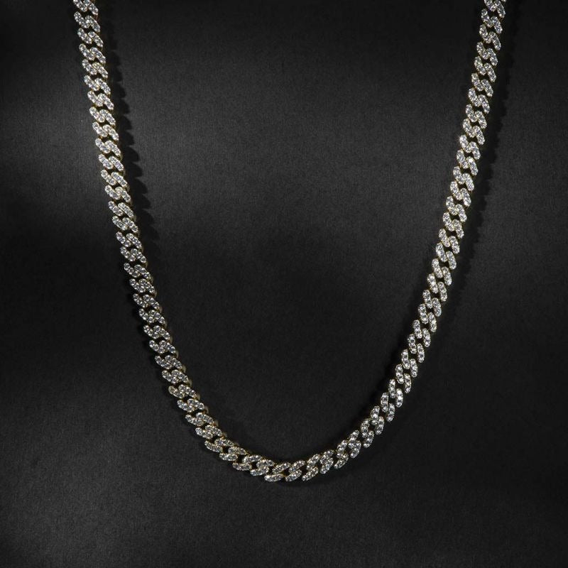 Linkage Iced 8mm Moissanite Cuban Link Chain Yellow Gold