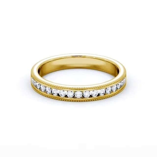 Livia Vintage Half Eternity Round Lab Diamond Channel Set Milgrain Ring
