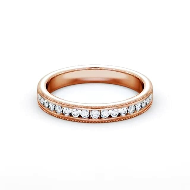 Livia Vintage Half Eternity Round Lab Diamond Channel Set Milgrain Ring