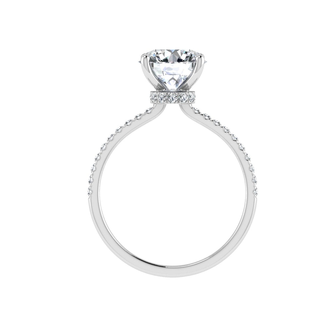 Loop Round Cut Hidden Halo Moissanite Engagement Ring White Gold