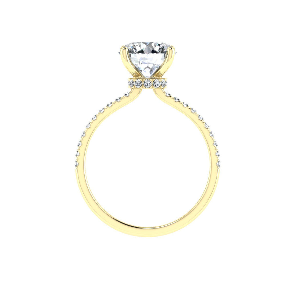 Loop Round Cut Hidden Halo Moissanite Engagement Ring Yellow Gold