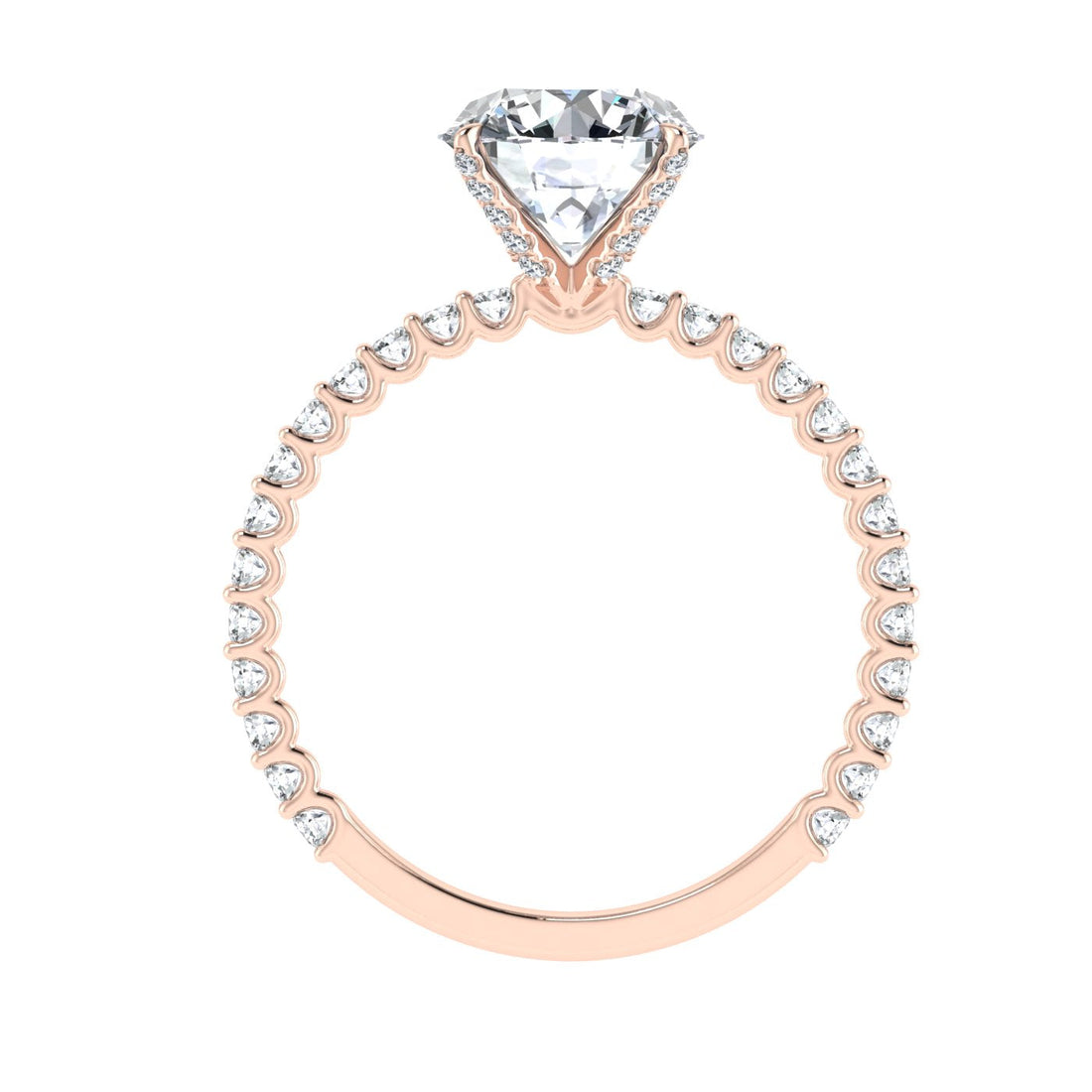 Love Round cut Side Stones Moissanite Engagement Ring  Rose Gold