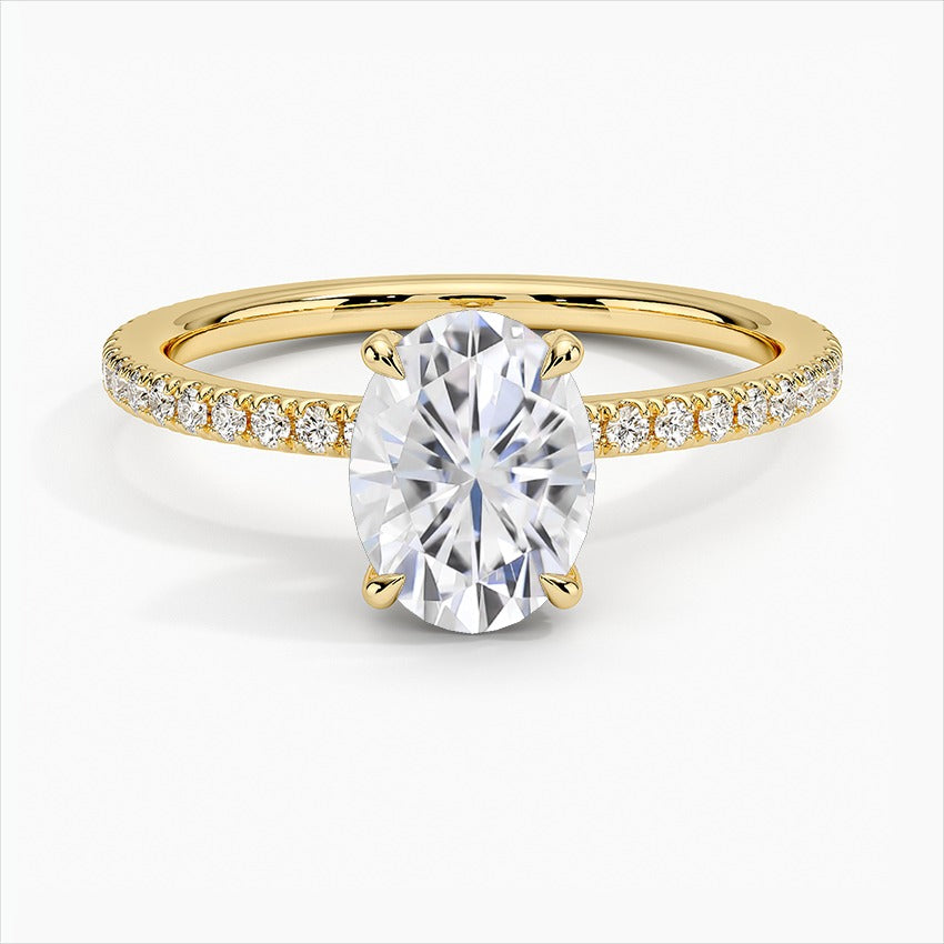 Lull Four-Prong Oval Hidden Halo Moissanite Engagement Ring Yellow Gold