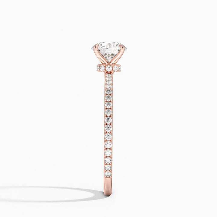 Lullaby Four-Prong Oval Hidden Halo Moissanite Engagement Ring  Rose Gold