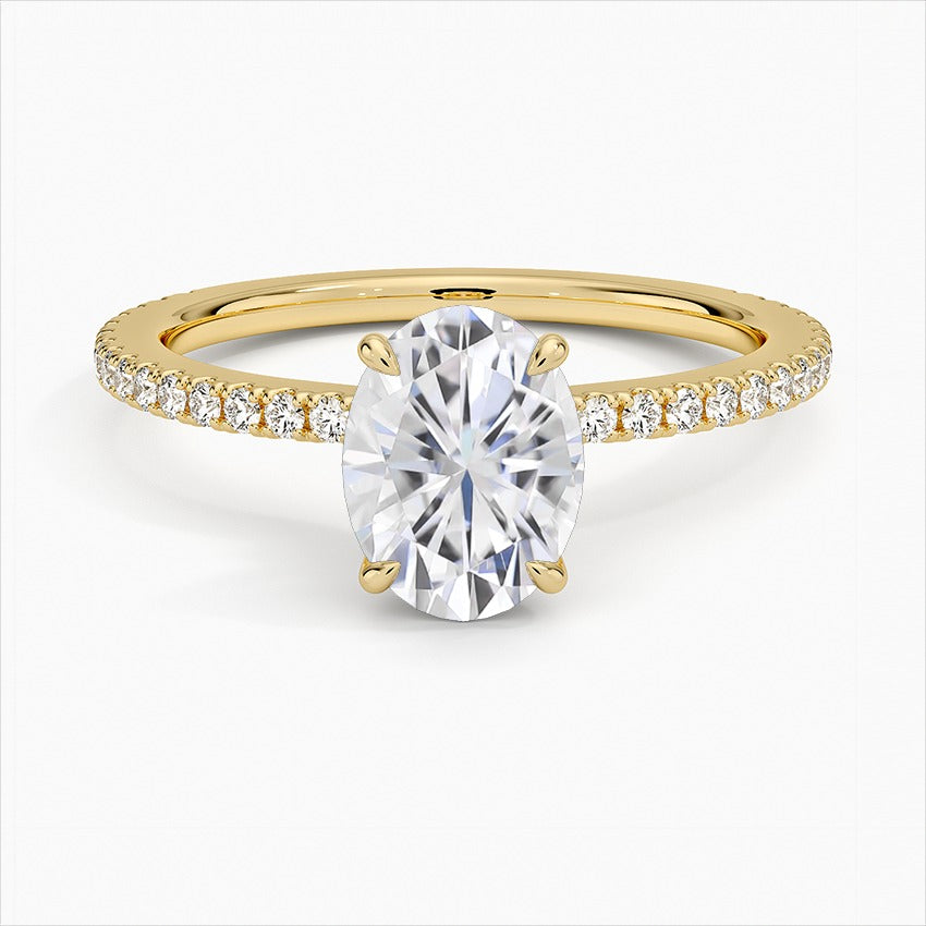 Lullaby Four-Prong Oval Hidden Halo Moissanite Engagement Ring  Yellow Gold