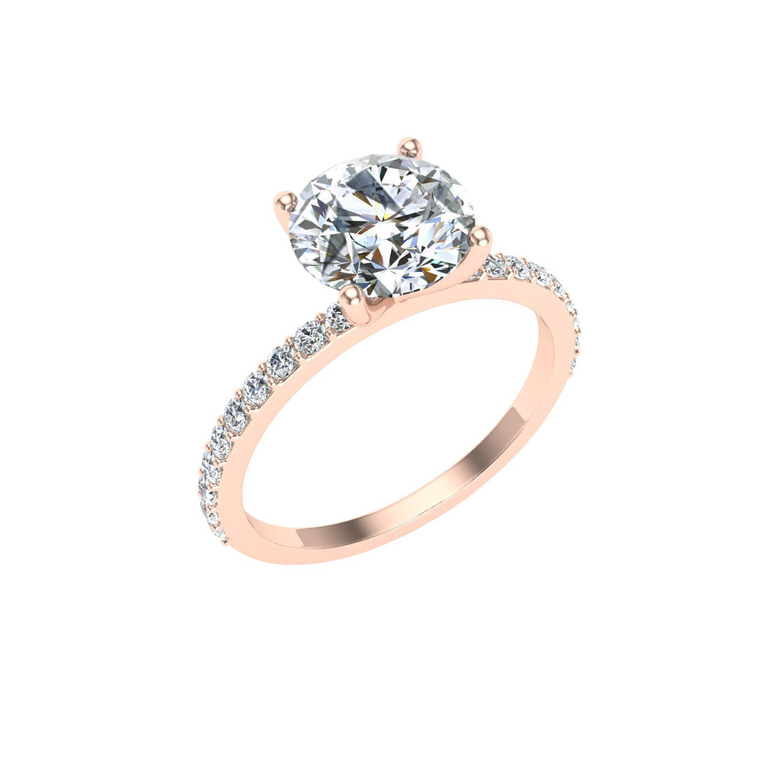 Lullaby Round Cut Side Stones Moissanite Engagement Ring Rose Gold