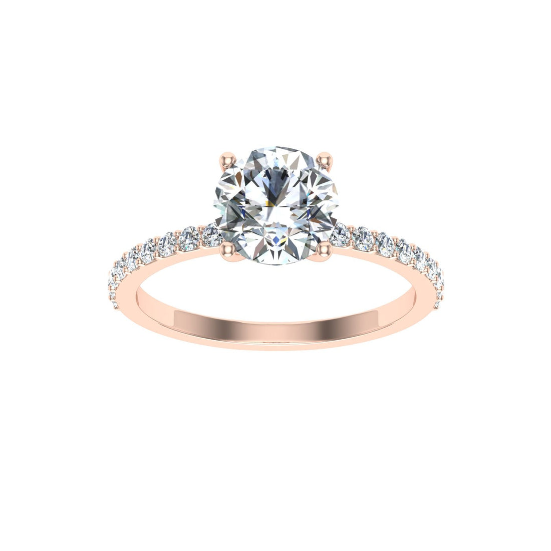 Lullaby Round Cut Side Stones Moissanite Engagement Ring  Rose Gold