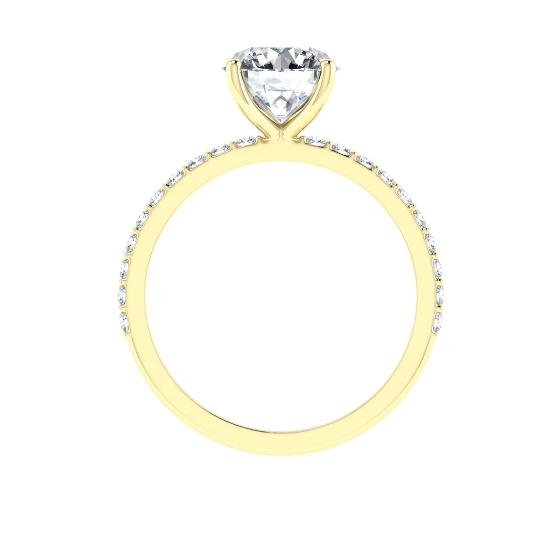 Lullaby Round Cut Side Stones Moissanite Engagement Ring Yellow Gold