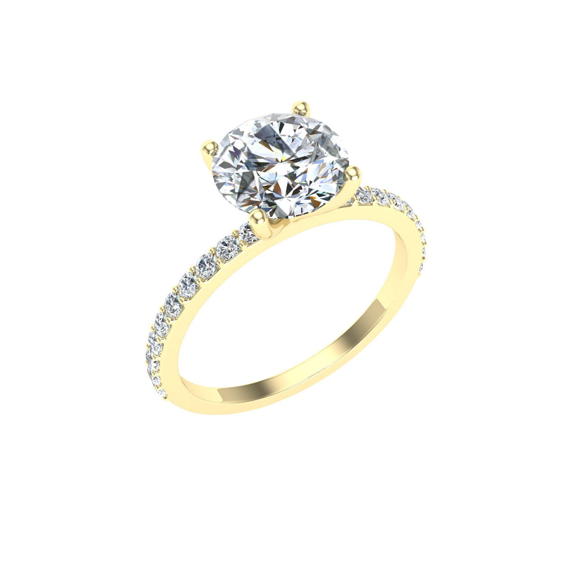 Lullaby Round Cut Side Stones Moissanite Engagement Ring Yellow Gold