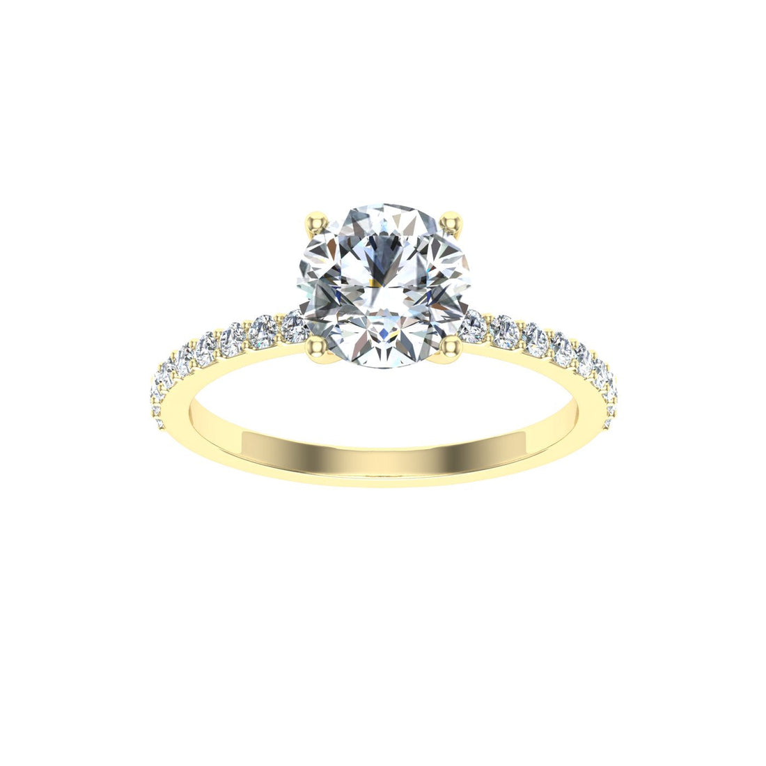 Lullaby Round Cut Side Stones Moissanite Engagement Ring Yellow Gold