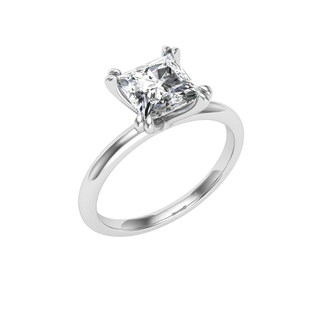 Luminary Princess Cut Solitaire Moissanite Engagement Ring Silver 925