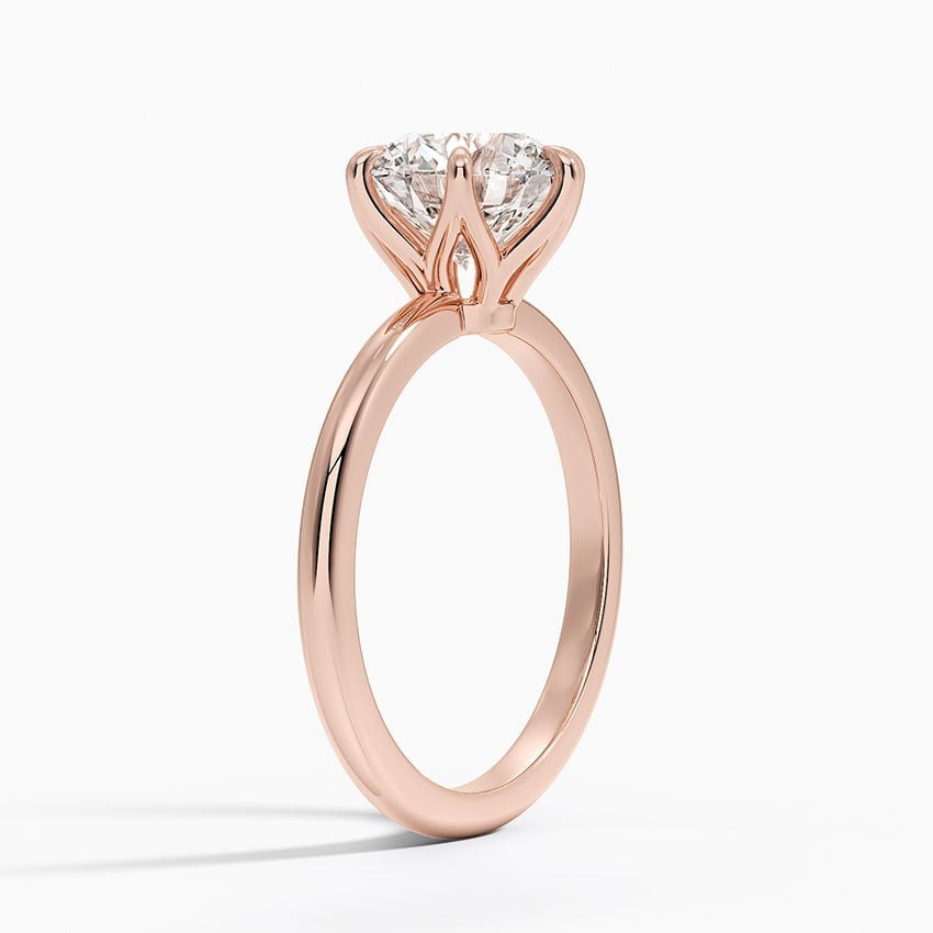 Luminary Round 6 Prong Solitaire Moissanite Engagement Ring  Rose Gold