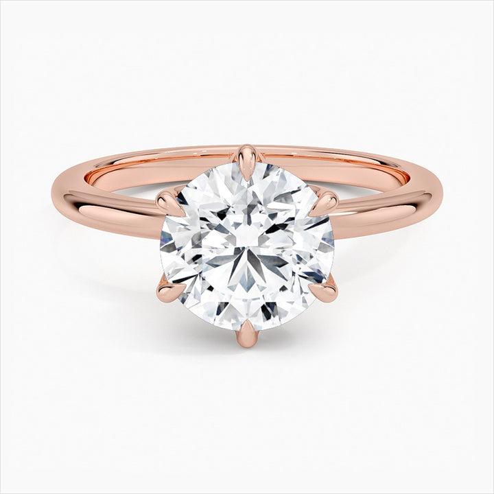 Luminary Round 6 Prong Solitaire Moissanite Engagement Ring  Rose Gold