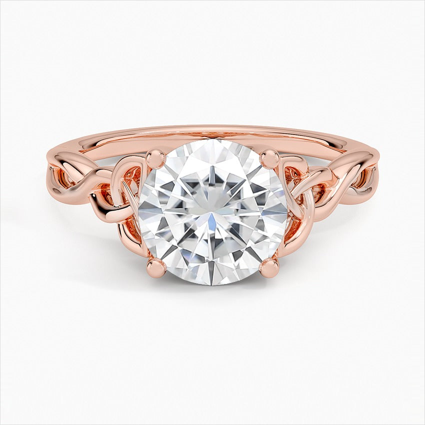 Luminescence 4-Prong Round Love Knot Moissanite Engagement Ring  Rose Gold