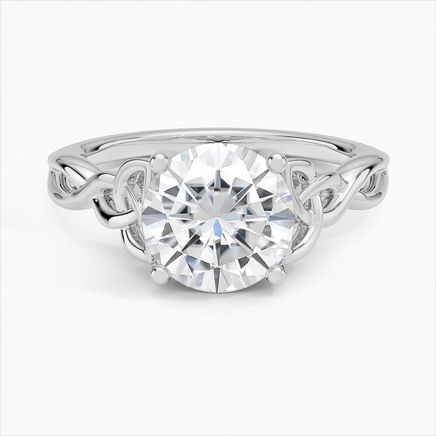 Luminescence 4-Prong Round Love Knot Moissanite Engagement Ring White Gold