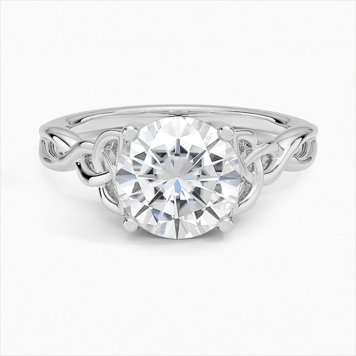 Luminescence 4-Prong Round Love Knot Moissanite Engagement Ring White Gold