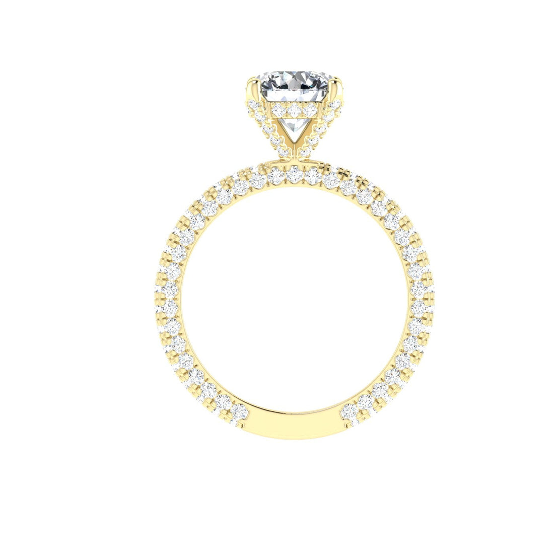 Luminous Round Cut Micro Pavé Moissanite Engagement Ring Yellow Gold