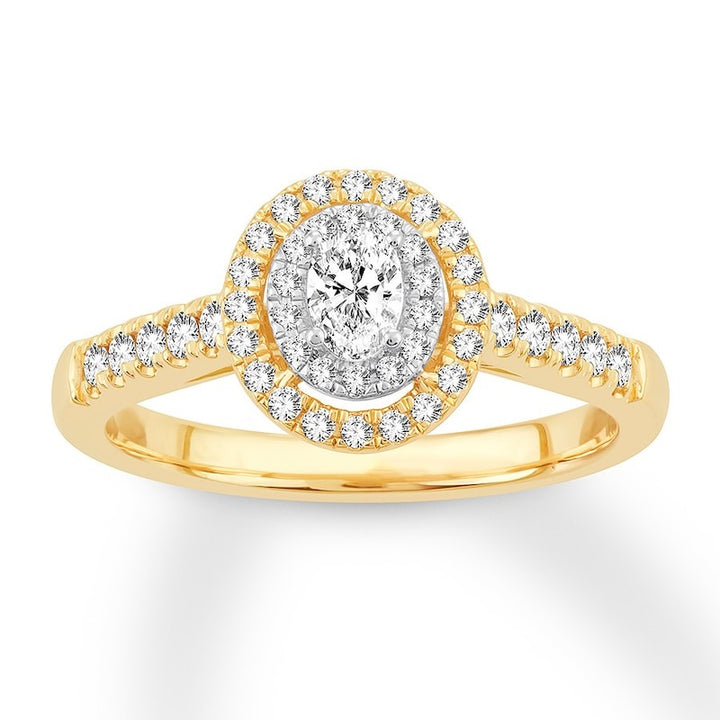 Vesper Oval Shape Side Stones Moissanite Engagement Ring Yellow Gold