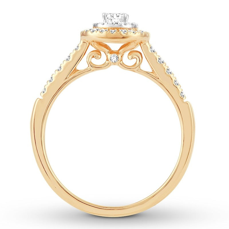 Vesper Oval Shape Side Stones Moissanite Engagement Ring Yellow Gold