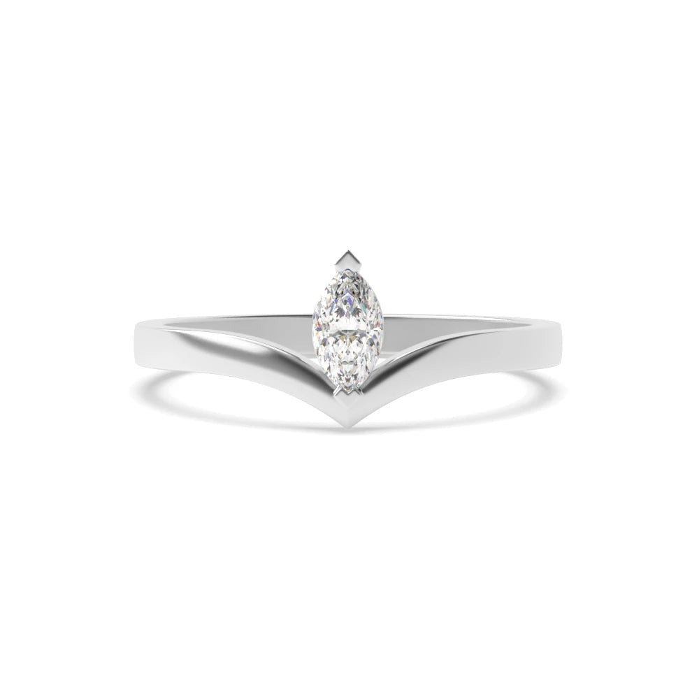 Luna 4 Prong Marquise Lab Grown Diamond Stylish Minimalist Classic Solitaire Engagement Ring