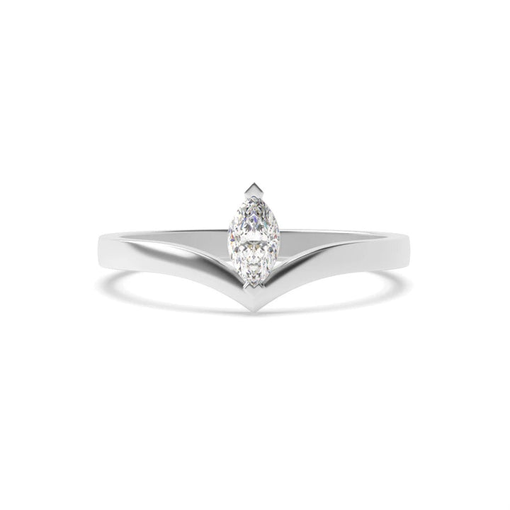 Luna 4 Prong Marquise Lab Grown Diamond Stylish Minimalist Classic Solitaire Engagement Ring
