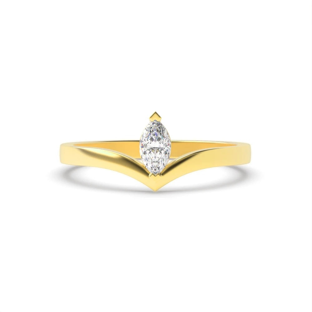 Luna 4 Prong Marquise Lab Grown Diamond Stylish Minimalist Classic Solitaire Engagement Ring