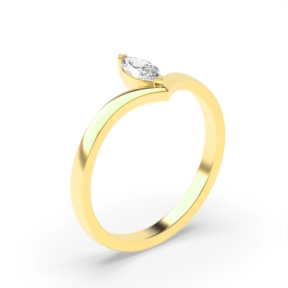 Luna 4 Prong Marquise Lab Grown Diamond Stylish Minimalist Classic Solitaire Engagement Ring