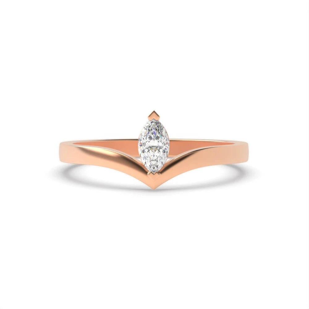 Luna 4 Prong Marquise Lab Grown Diamond Stylish Minimalist Classic Solitaire Engagement Ring