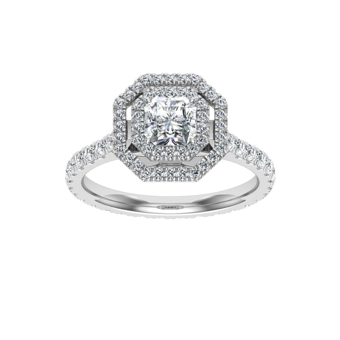 Luster Asscher Double Halo Moissanite Ring