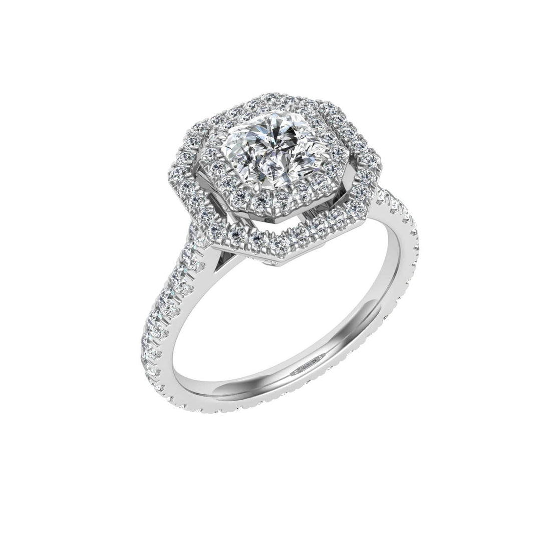 Luster Asscher Double Halo Moissanite Ring