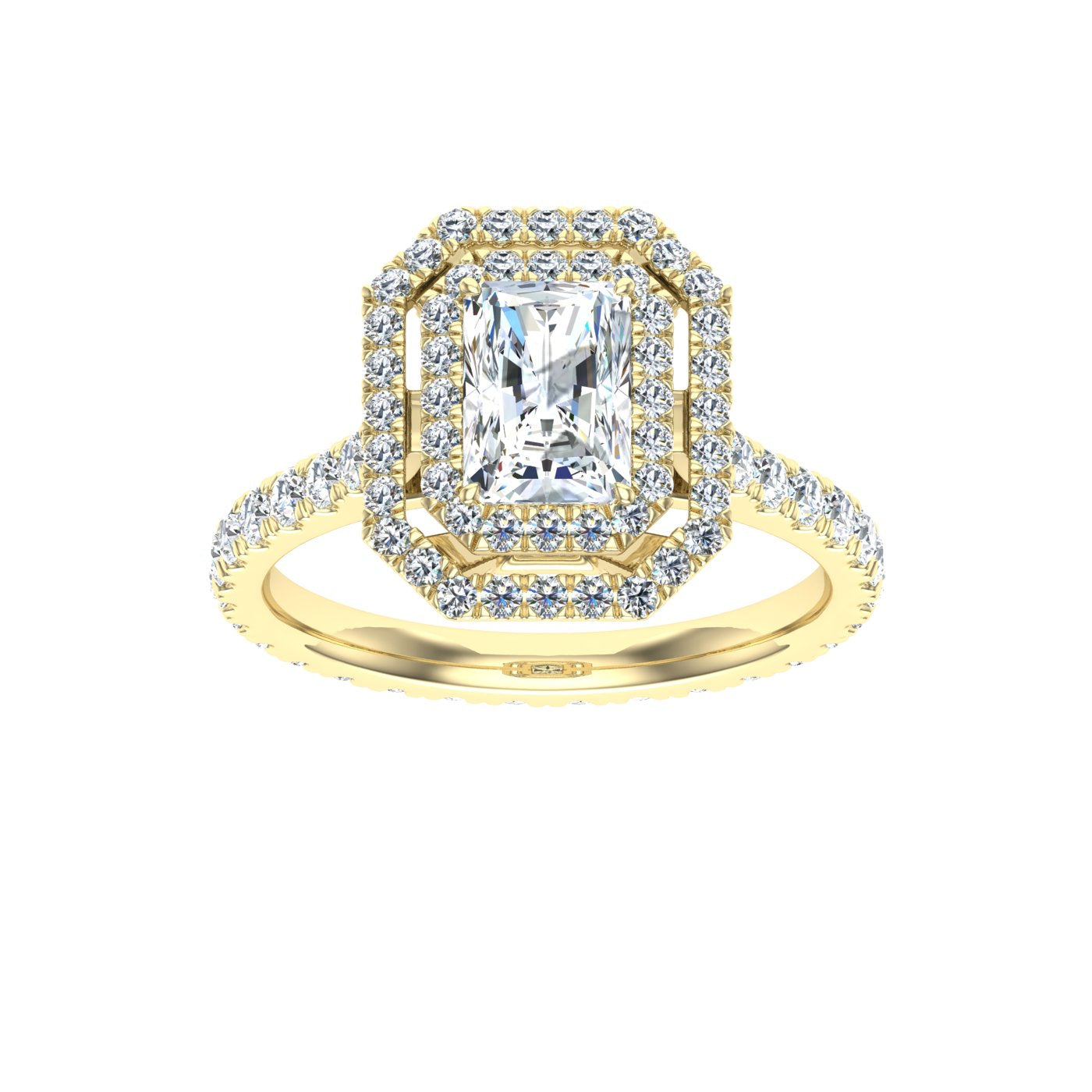 Luster Radiant Halo Moissanite Engagement Ring