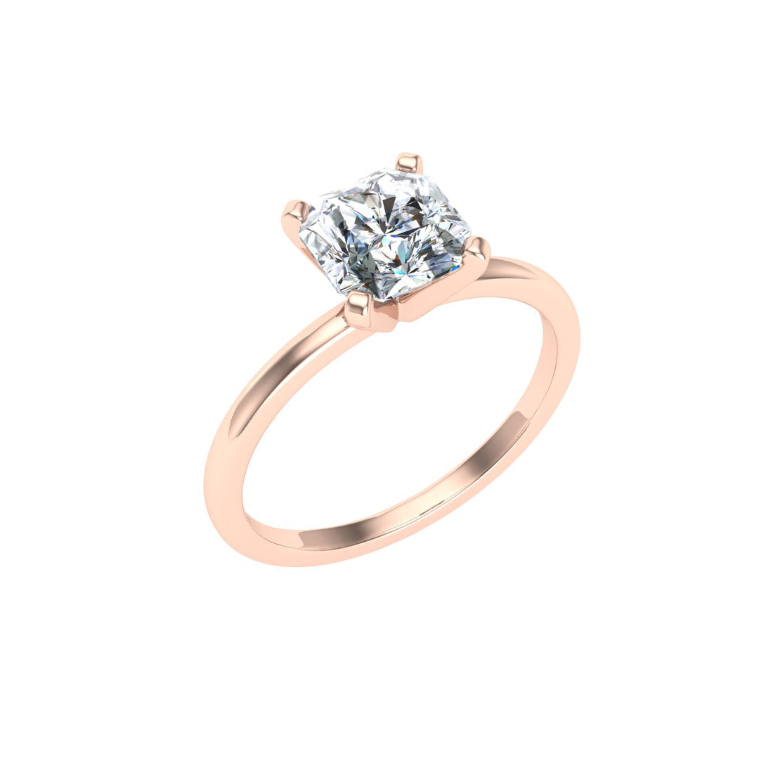 Lustrous Asscher Solitaire Moissanite Engagement Ring  Rose Gold