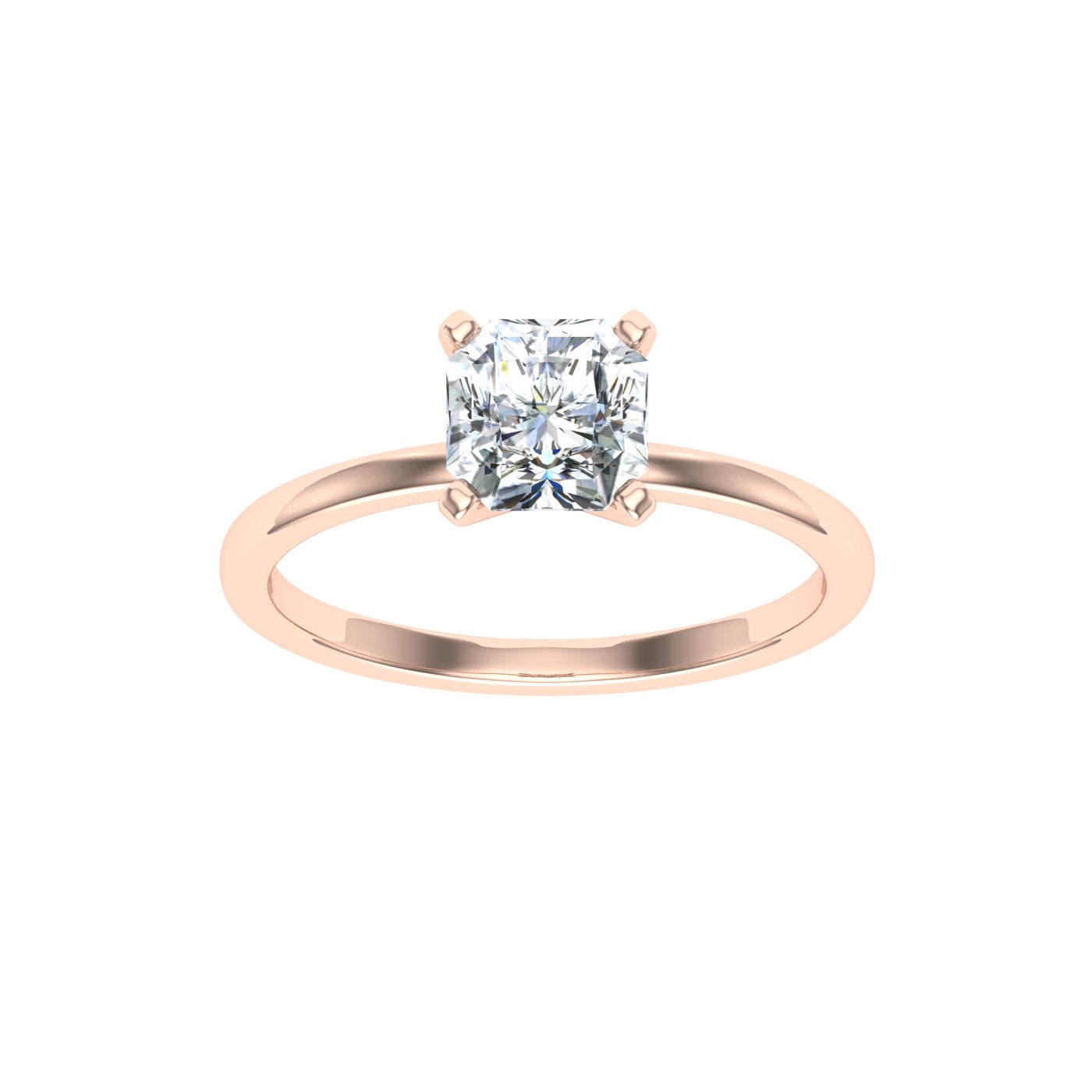 Lustrous Asscher Solitaire Moissanite Engagement Ring  Rose Gold