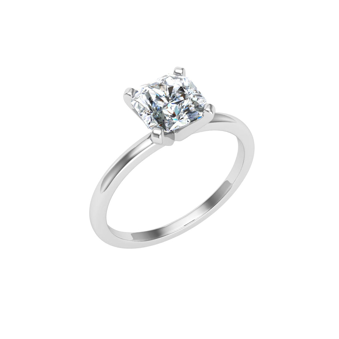 Lustrous Asscher Solitaire Moissanite Engagement Ring  White Gold