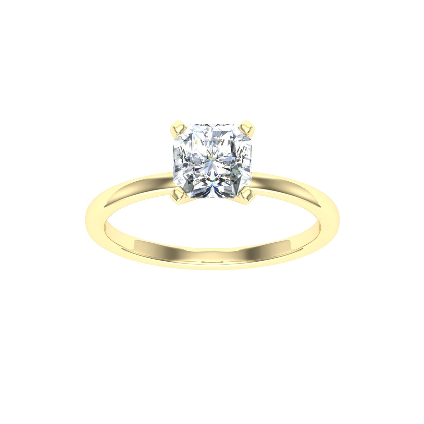Lustrous Asscher Solitaire Moissanite Engagement Ring Yellow Gold