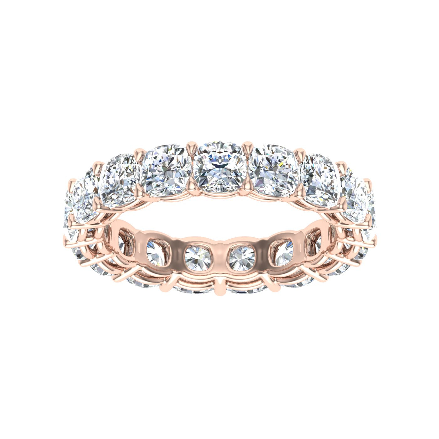 Luxe Cushion Cut Moissanite Wedding Band  Rose Gold