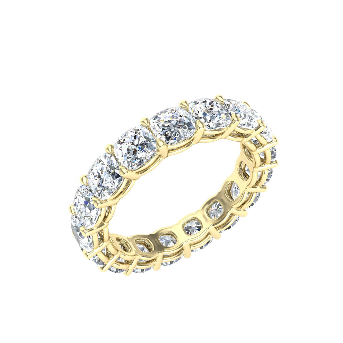 Luxe Cushion Cut Moissanite Wedding Band Yellow Gold