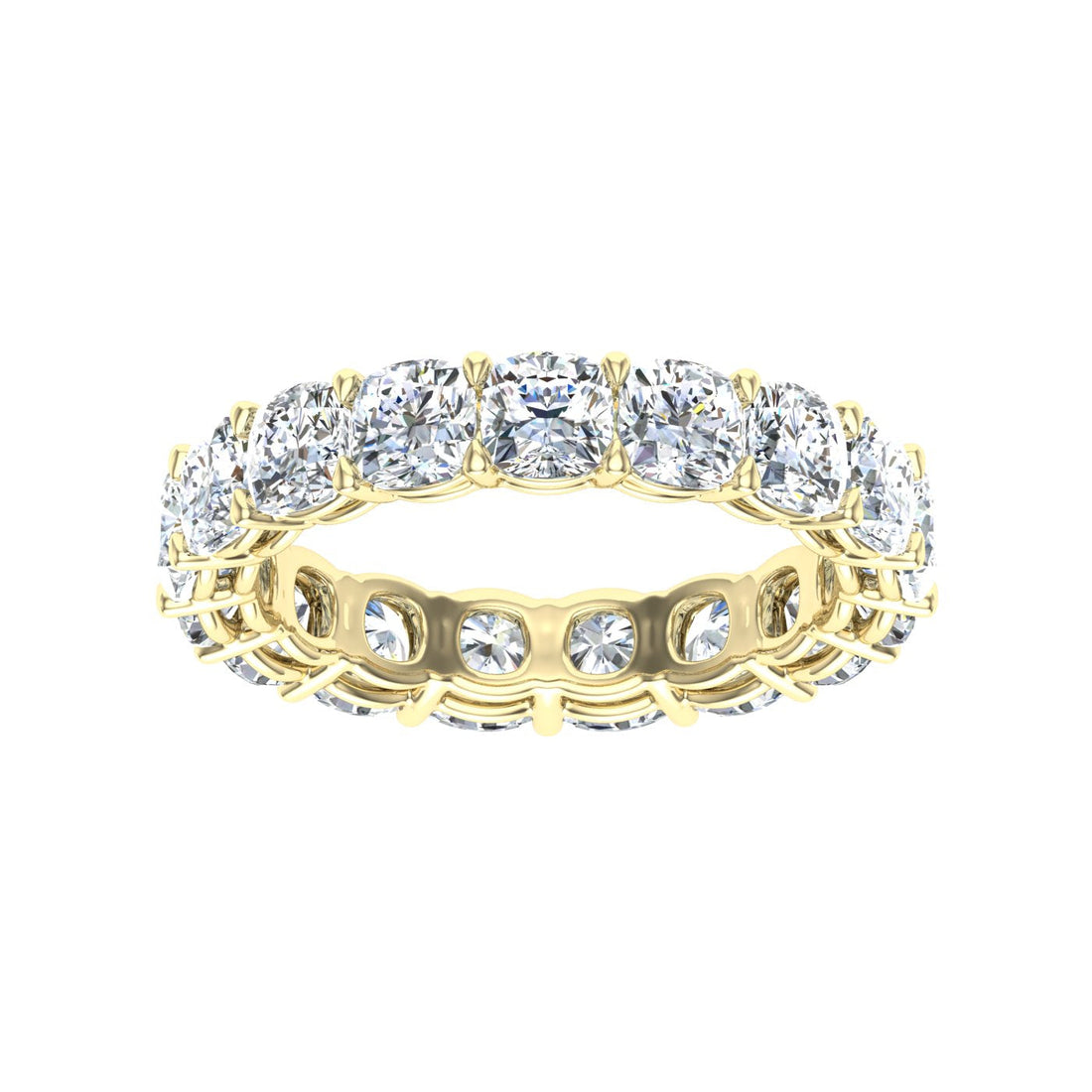 Luxe Cushion Cut Moissanite Wedding Band Yellow Gold