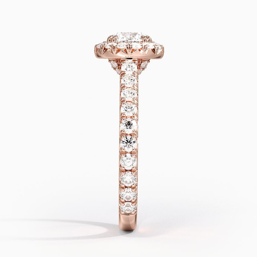 Luxe Emeral Halo Moissanite Engagement Ring  Rose Gold