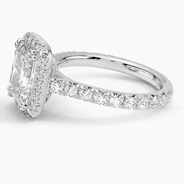 Luxe Emeral Halo Moissanite Engagement Ring White Gold