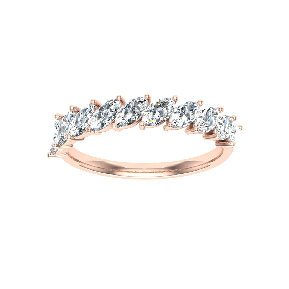 Luxe Marquise Cut Moissanite Wedding Band  Rose Gold