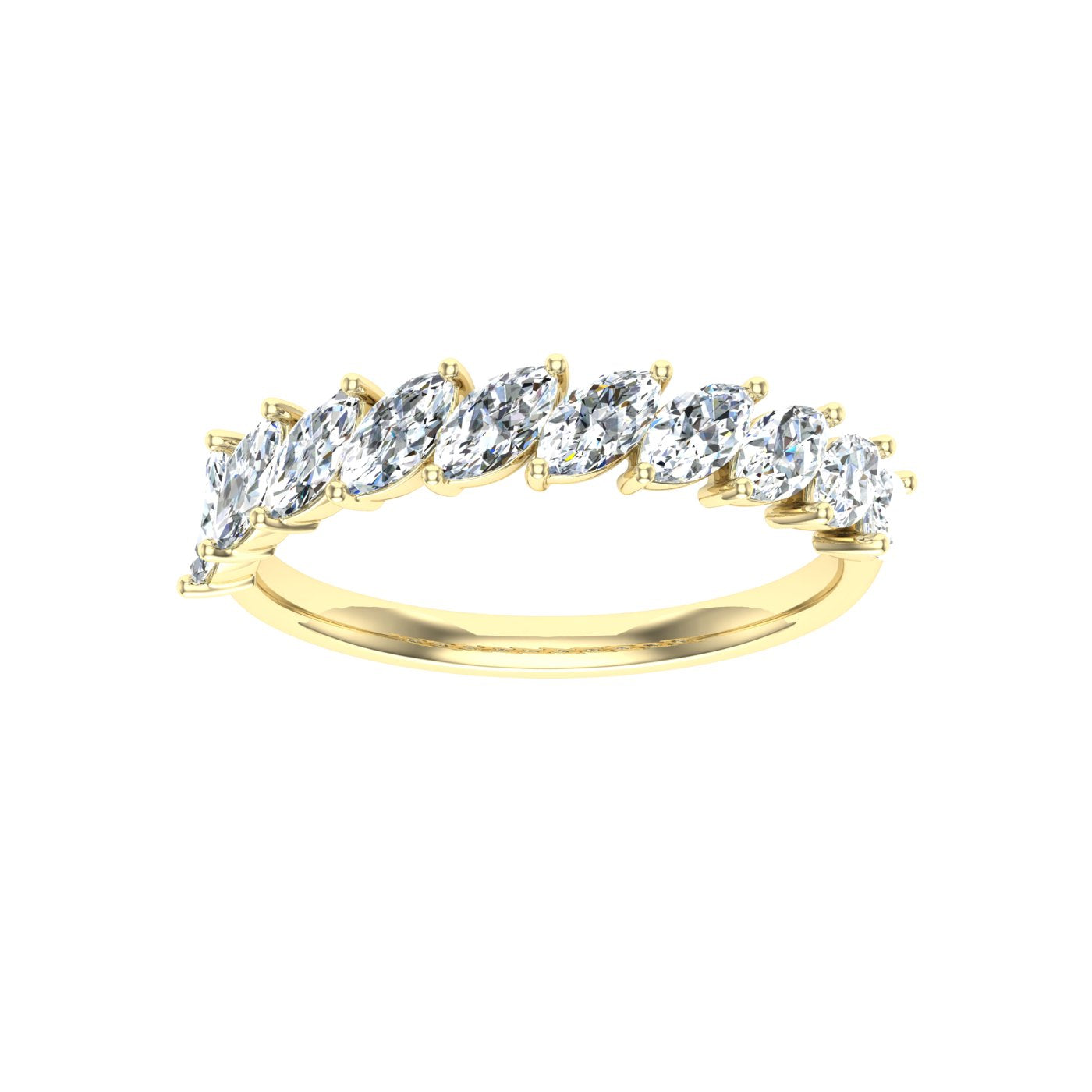 Luxe Marquise Cut Moissanite Wedding Band Yellow Gold
