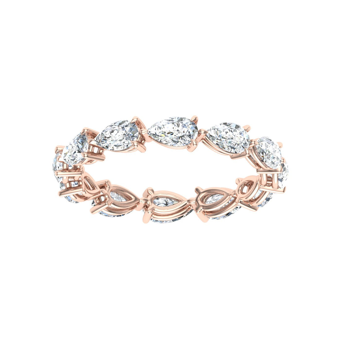 Luxe Pear Cut Moissanite Wedding Band  Rose Gold