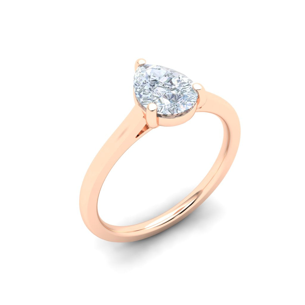 Luxe Pear Solitaire Moissanite Engagement Ring  Rose Gold