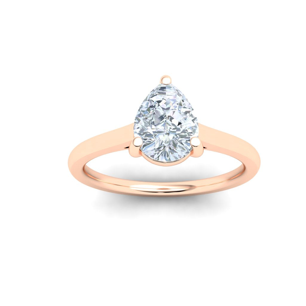 Luxe Pear Solitaire Moissanite Engagement Ring  Rose Gold