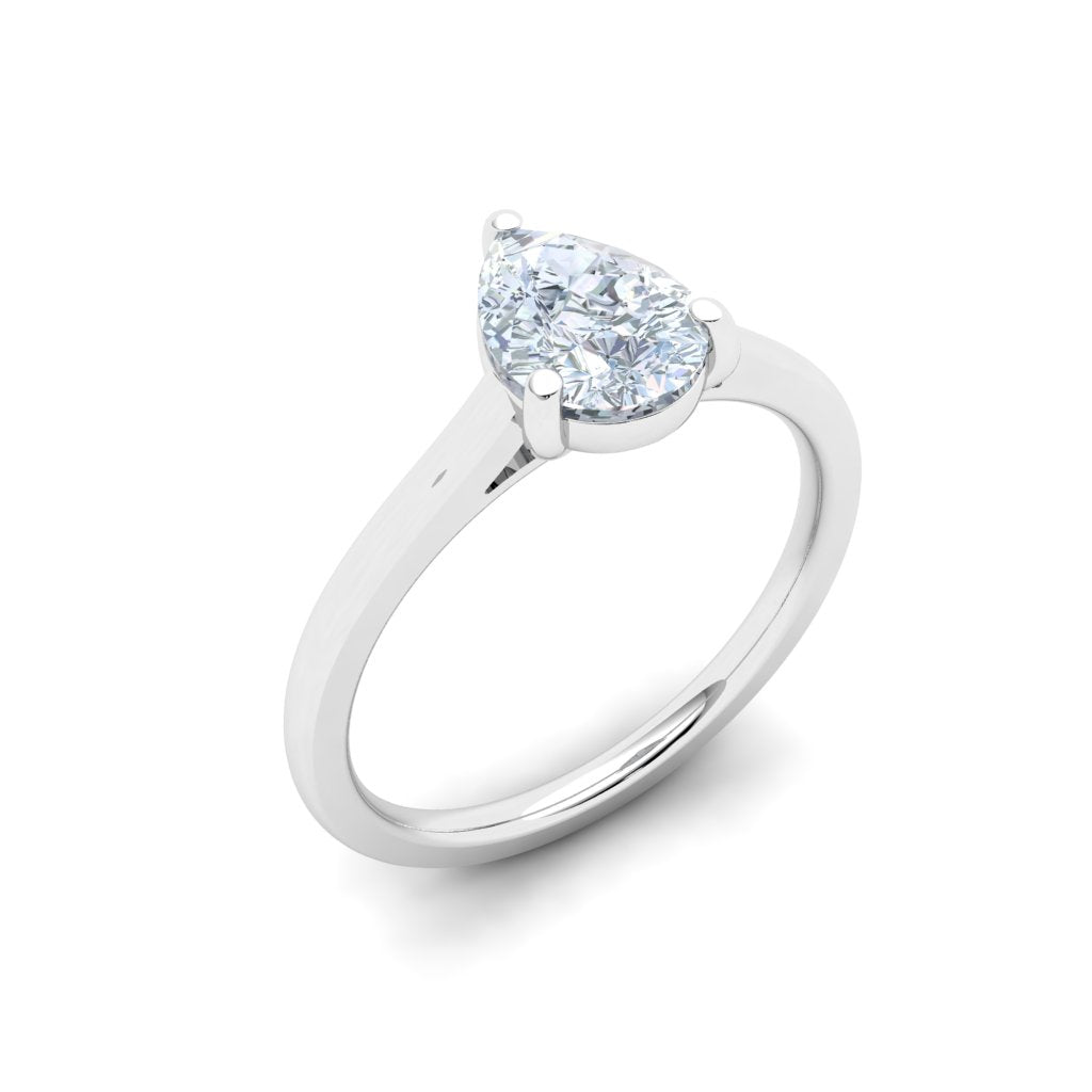 Luxe Pear Solitaire Moissanite Engagement Ring White Gold