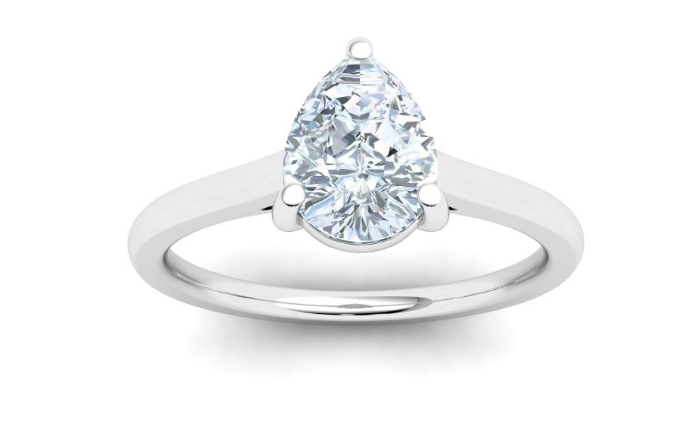 Luxe Pear Solitaire Moissanite Engagement Ring White Gold